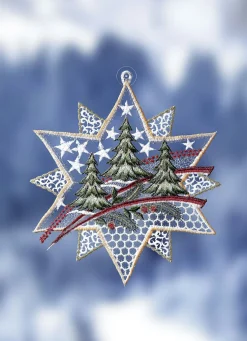 Fensterbild aus echter Plauener Spitze