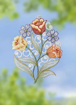 Fensterbild aus echter Plauener Spitze