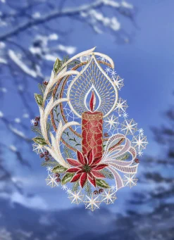 Fensterbild aus echter Plauener Spitze