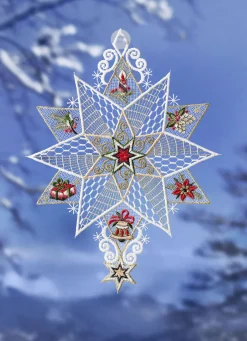 Fensterbild aus Plauener Spitze