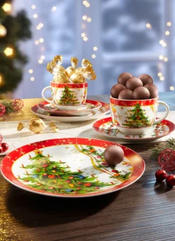Festliches Weihnachtsgedeck-Set aus Porzellan
