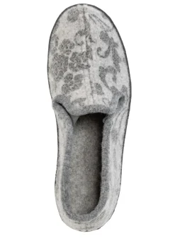 Floral bedruckter Wollfilz-Hausschuh