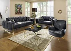 Frei im Raum aufstellbare Polstermöbel mit stabilem Metallgestell