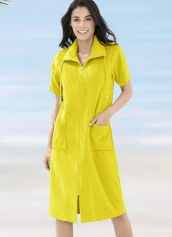 Frottier-Kleid mit durchgehendem Reißverschluss