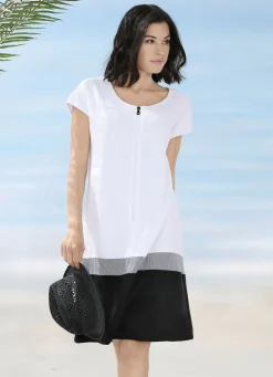 Frottier-Kleid mit Reißverschluss und überschnittenen Ärmeln