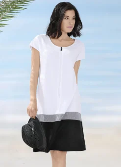 Frottier-Kleid mit Reißverschluss und überschnittenen Ärmeln