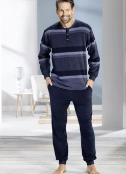 Frottier-Schlafanzug mit Knopfleiste