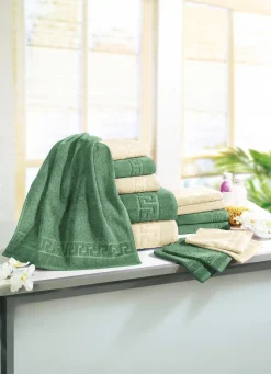 Frottierserie mit Mäander-Jacquard-Struktur