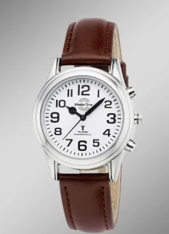 Funk-Damenuhr mit Lederband und sprechender Zeitansage