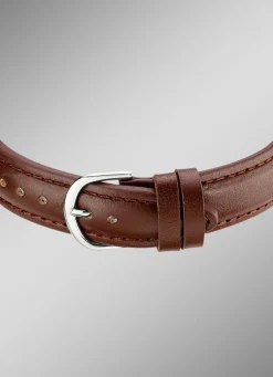 Funk-Damenuhr mit Lederband und sprechender Zeitansage