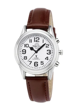 Funk-Damenuhr mit Lederband und sprechender Zeitansage