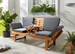 Funktionsbank aus Akazienholz inkl. Kissen