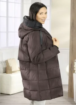 Funktions-Longparka mit angeschnittener Kapuze