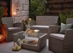 Garten-Lounge, 4-teilig mit Auflagen