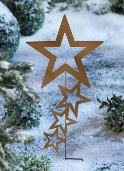 Gartenstecker Sterne aus rostfarbenem Metall
