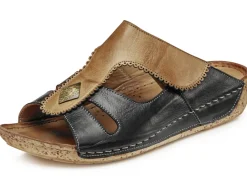 Gemini, bequeme Damen-Pantoletten, Weite G, mit Klettverschluss