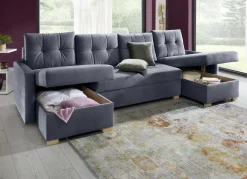 Gemütliche Wohnlandschaft mit Bettfunktion und 3 Bettkästen