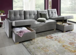 Gemütliche Wohnlandschaft mit Bettfunktion und 3 Bettkästen