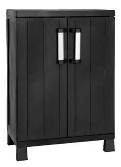 Geräteschrank Garage mit Holzlamellen-Effekt