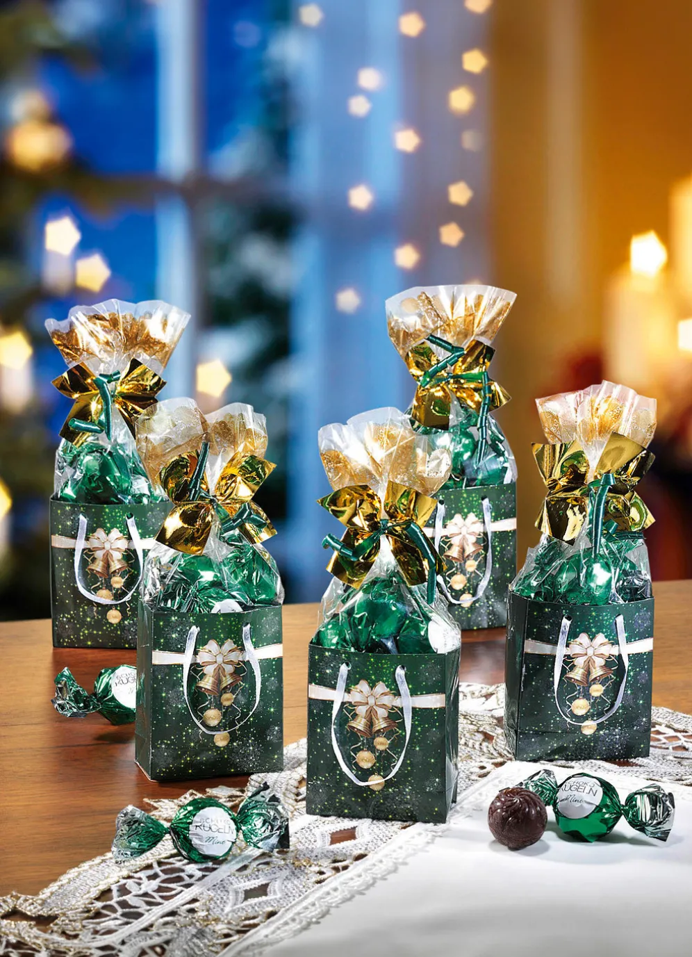 Geschenktütchen, 5er-Set, mit süßer Füllung