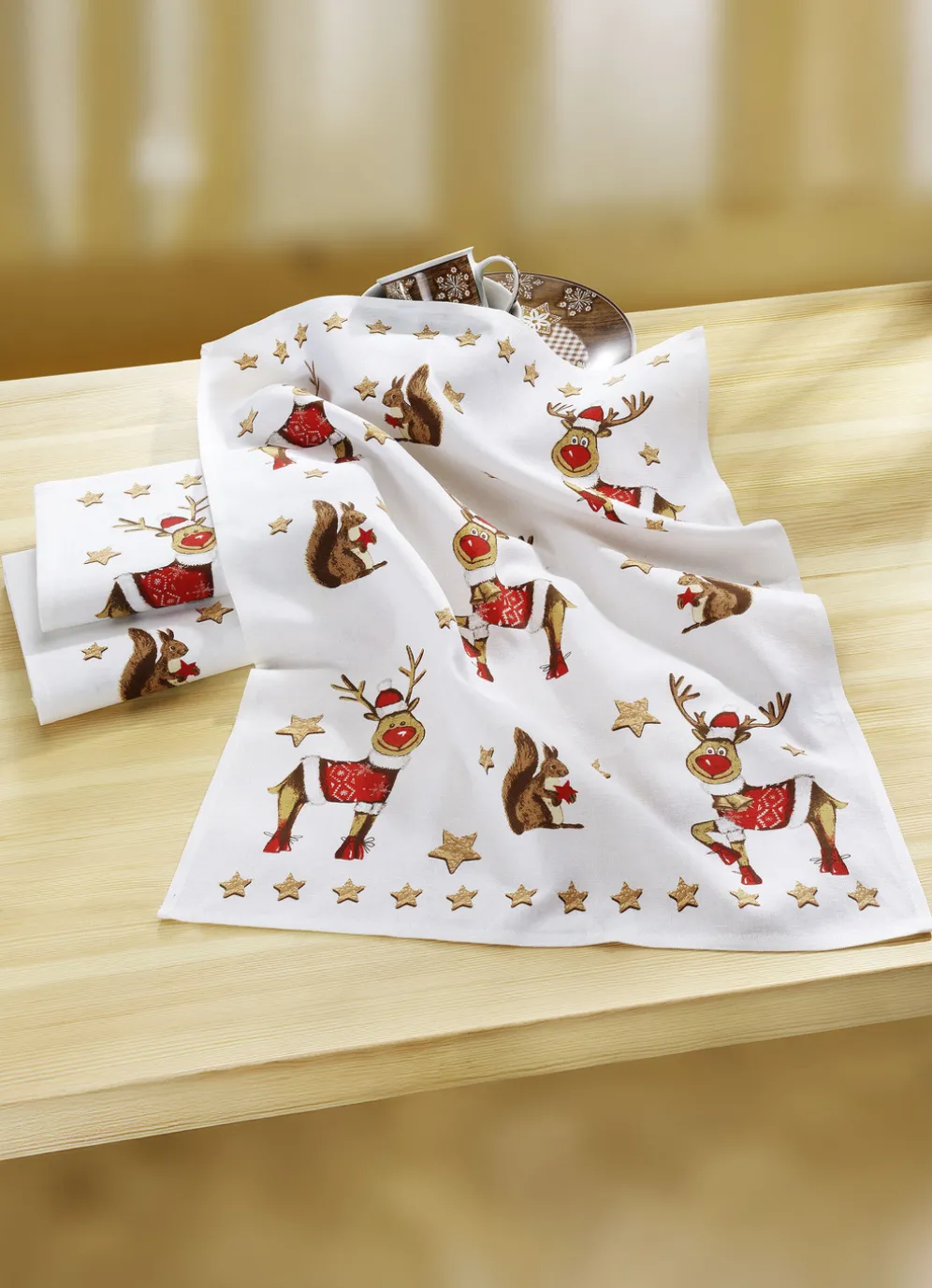 Geschirrtücher-Set aus 50% Leinen und 50% Baumwolle