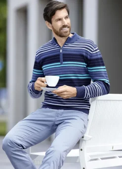 Gestreifter Troyer mit kurzem Reißverschluss