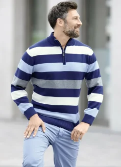 Gestreifter Troyer mit kurzem Reißverschluss