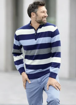 Gestreifter Troyer mit kurzem Reißverschluss