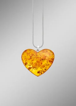 Großer Herz-Anhänger mit echt Bernstein