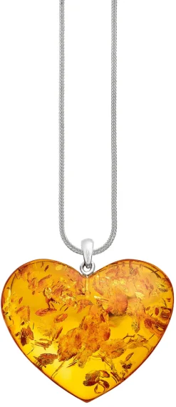 Großer Herz-Anhänger mit echt Bernstein