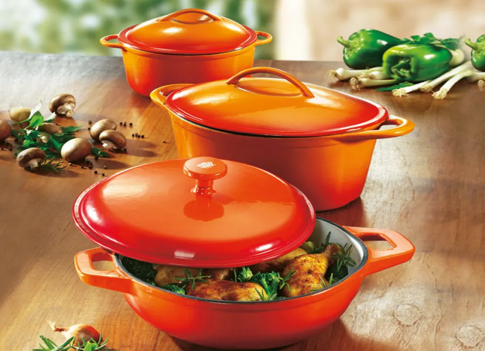 Gusseisen-Schmortopf und -Bräter