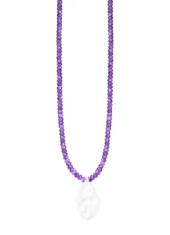 Halskette aus echten Amethyststeinen