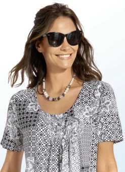 Halskette mit echt Achat und Süßwasser-Zuchtperlen