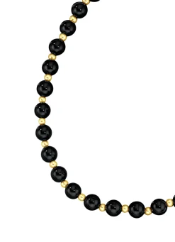 Halskette mit Kugeln in echt Onyx und echt Gold