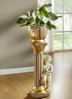 Handbemalte Säule mit Übertopf