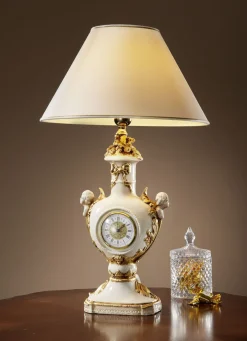 Handbemalte Tischleuchte mit Uhr