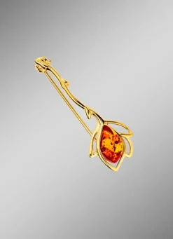 Hübsche Anstecknadel mit echt Bernstein