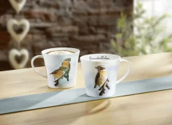 Henkelbecher mit Braunkehlchen-Motiv