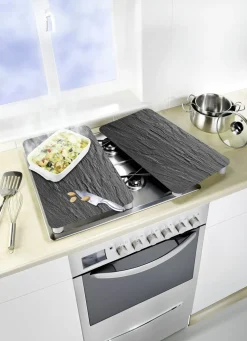 Herdabdeckplatten Schiefer, 2er-Set