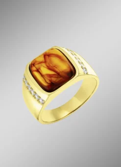 Herrenring mit echtem Bernstein