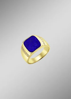 Herrenring mit Lapislazuli und Zirkonia