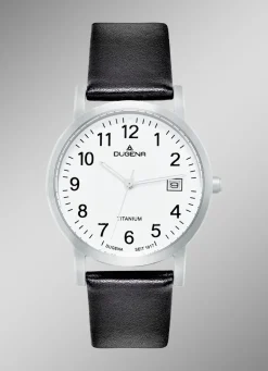 Herrenuhr mit Titangehäuse und Lederband