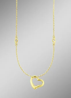 Herz-Anhänger mit synth. Zirkonia und Ankerkette