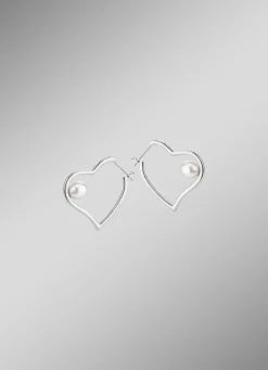 Herz-Creolen mit Süßwasser-Zuchtperlen