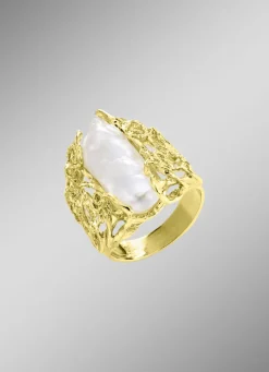 Hochwertiger Damenring mit Keshi-Perle