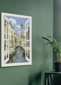 Hochwertiges Leinwandbild Venedig – mit weißem Fenster
