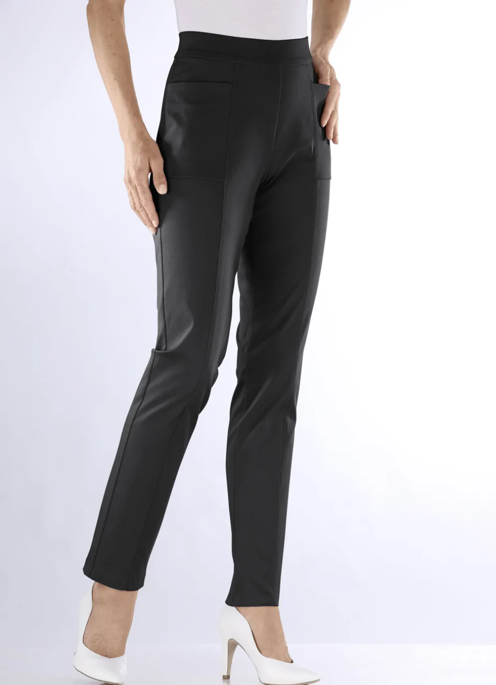 Hose mit abgesteppten Teilungsnähten