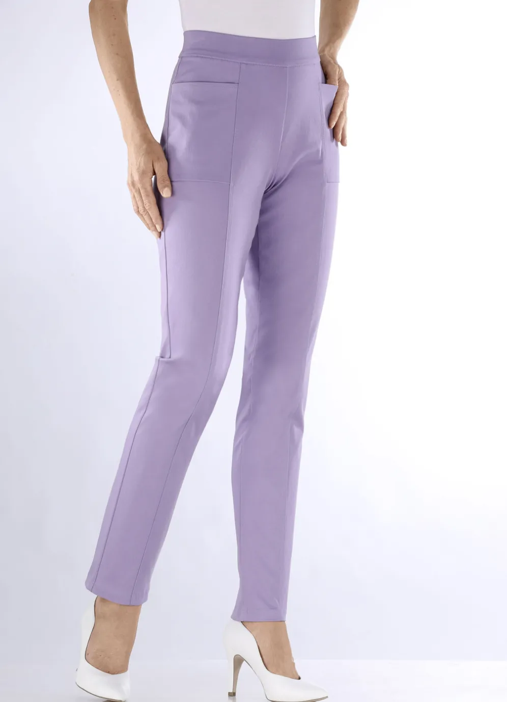 Hose mit abgesteppten Teilungsnähten