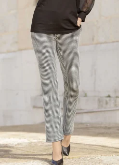 Hose mit trendiger Hahnentritt-Dessinierung