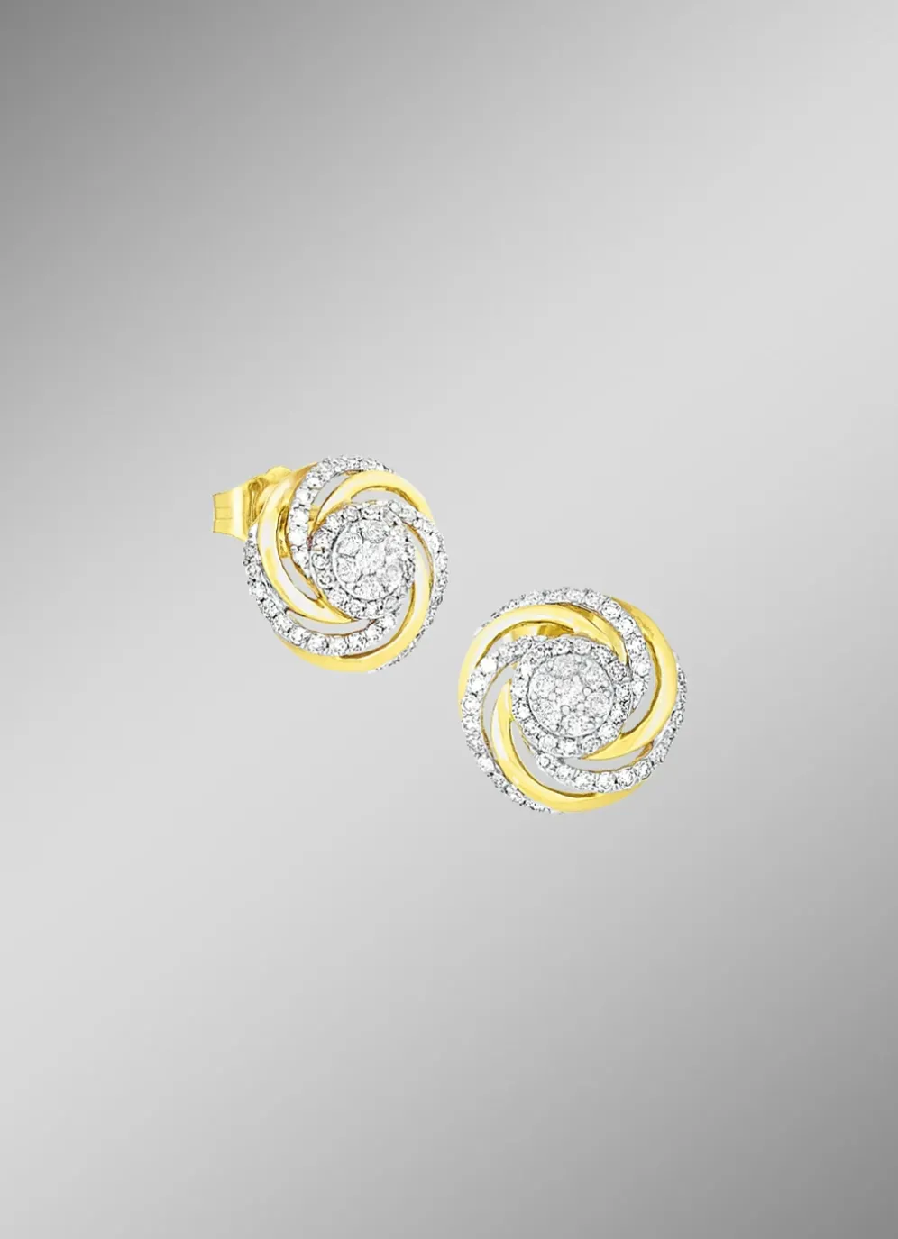 Interessante Ohrstecker mit 14 Brillanten und 90 Diamanten